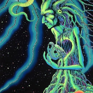 UV Wall Hanging Trippy Festival Deco Backdrop Spiritual Tapestry Fluorescent Art Neon Wall Deco Festival Decoration Blacklight Active Glow