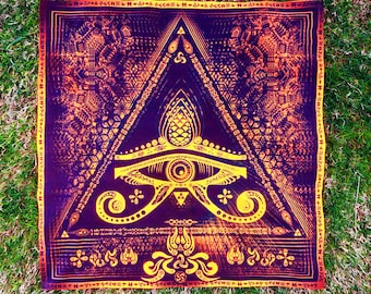Psy Hintergrund UV Aktiv Säure Meditation spirituelles Schwarzlicht Tapisserie
