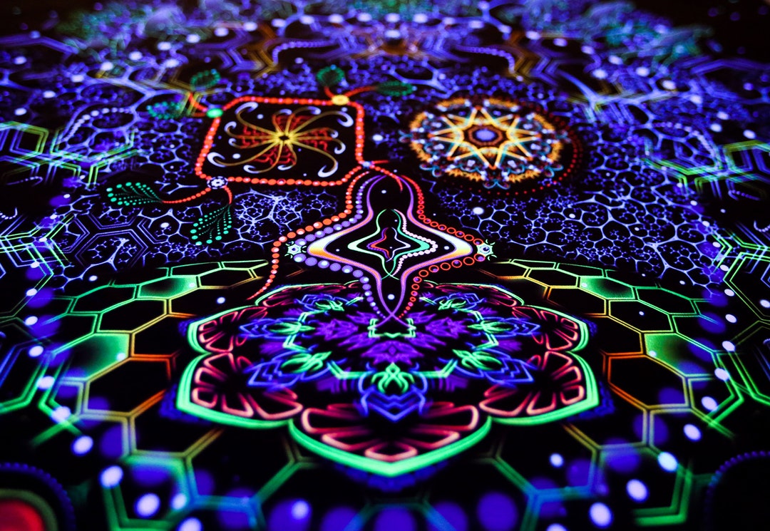 Toile de fond UV tapisserie lumière noire art psychédélique