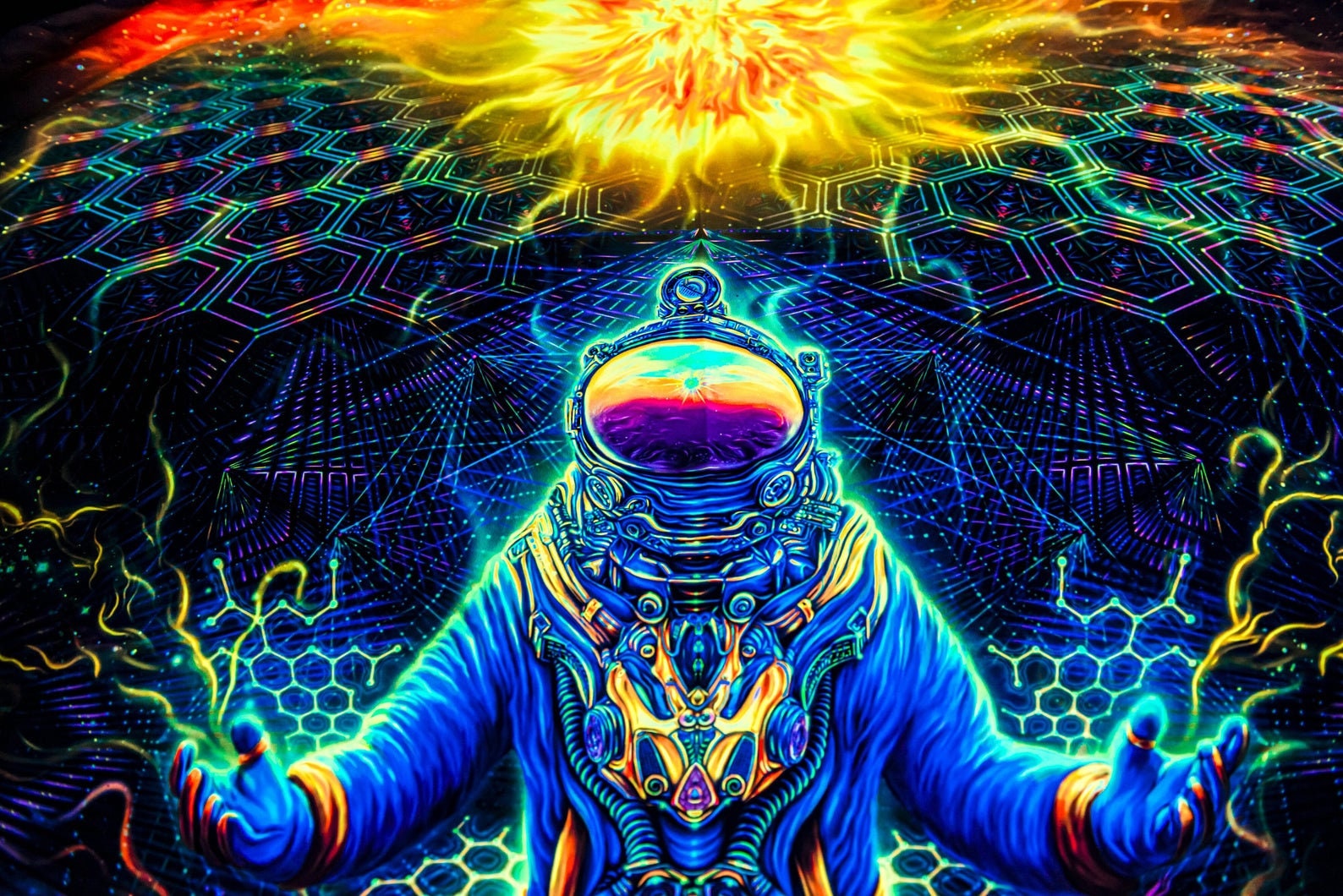 タペストリ　絵画 蛍光サイケデリックブラックライトアートタペストリー