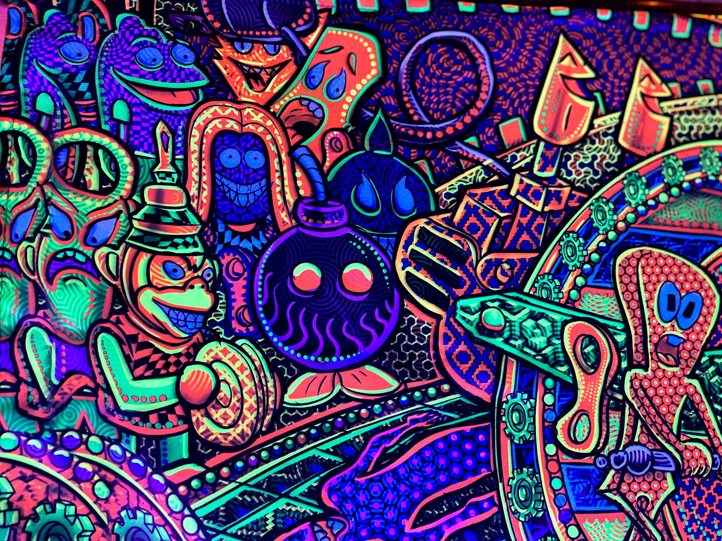Psychedelic UV Blacklight Tapestry Salvia Droid Wall Hanging Spiritual  Painting Visionary Art Hippie Room Decor Trippy Fluorescent Deco - Etsy  Sweden, image size:3000x2250