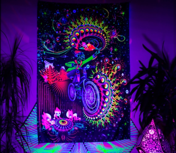 Psychedelic Tapestry, UV Backdrop, Psytrance Festival Deco