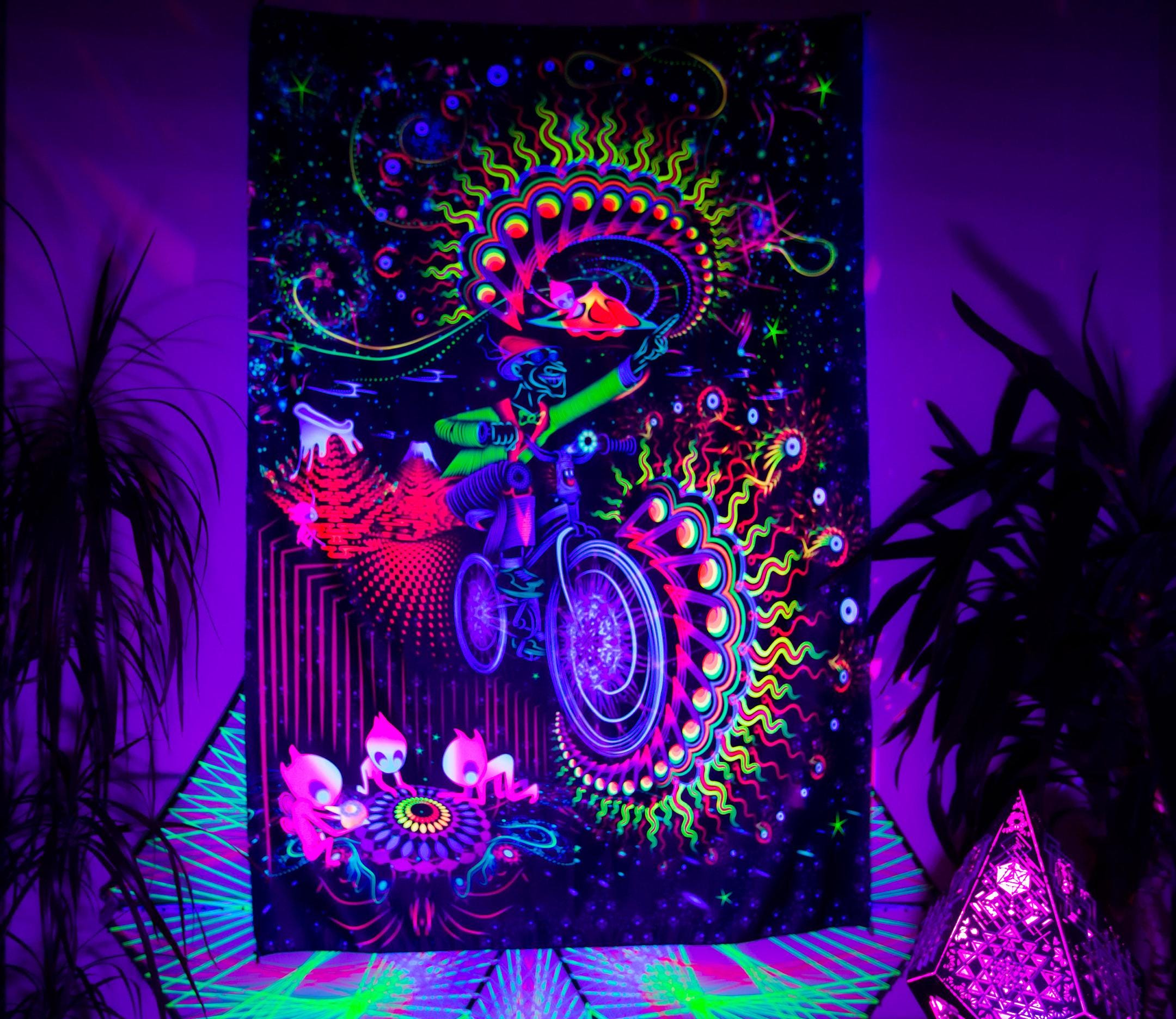 Psychedelic Tapestry, UV Backdrop, Psytrance Festival Deco