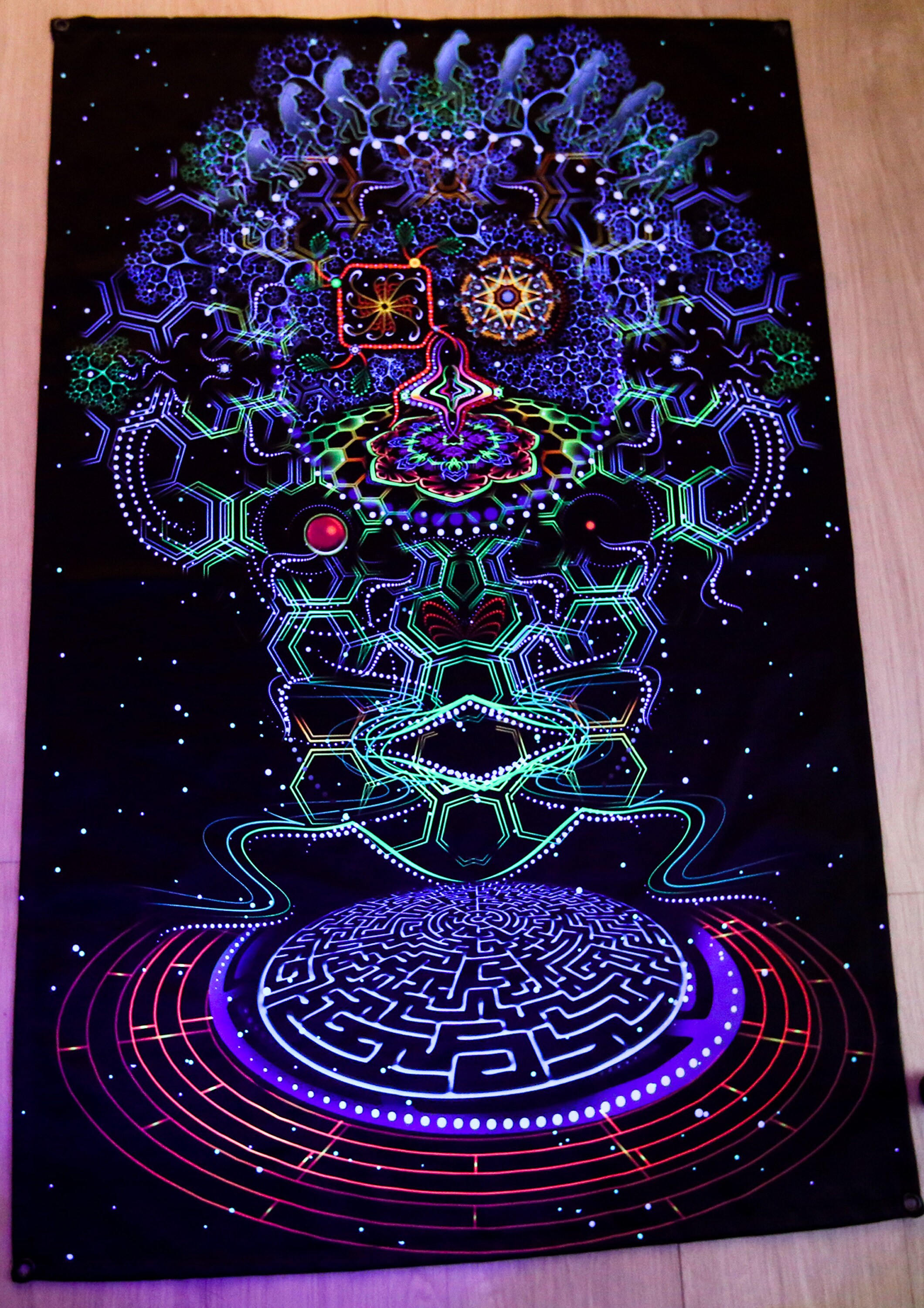 サイケデリックな壁掛けタペストリー、DMT 背景、瞑想壁アート