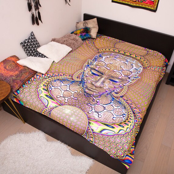 Coperta in pile Yin Yang per divano letto Boho Trippy arte