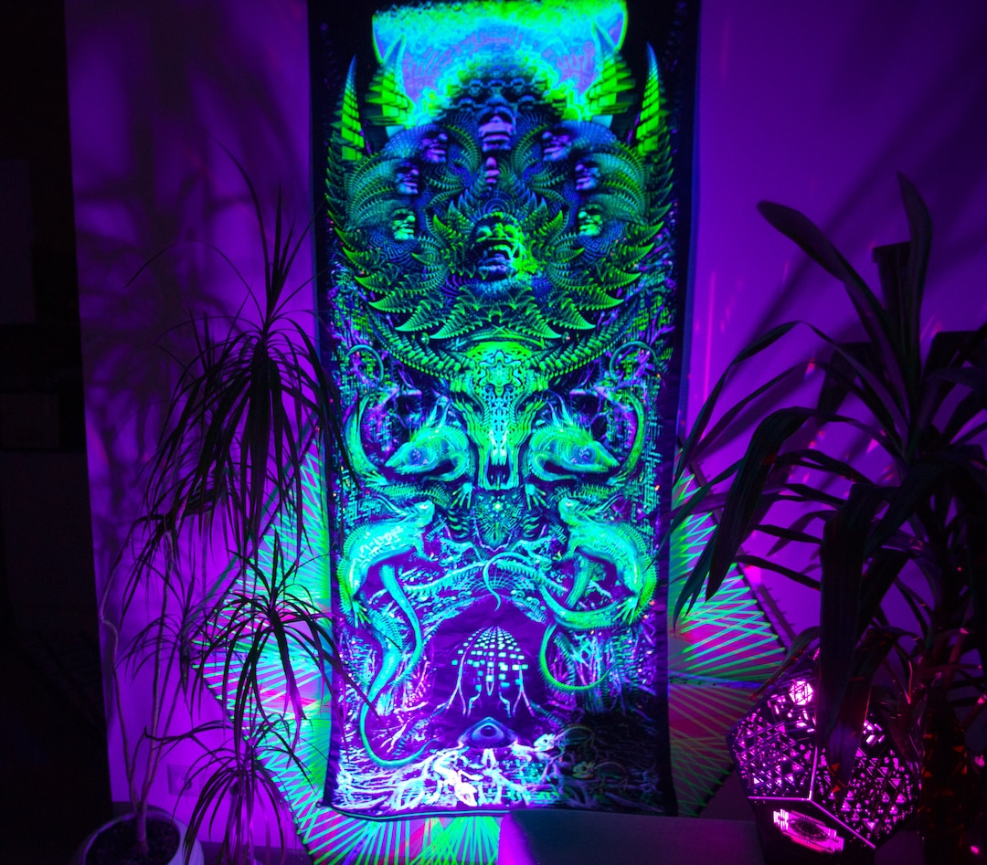 トリッピーな絵画、UV ウォール アート、ブラックライト アート