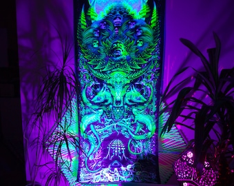 Trippy Painting, UV Wall Art, Blacklight Art, Neon Tapestry, Festival Tapestry, Trippy Wall Art, Spiritual Art