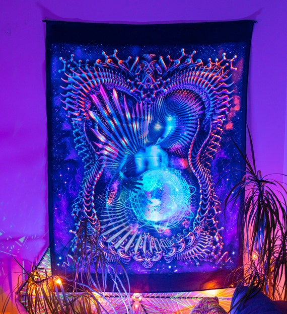 Spiritual Backdrop Fluorescent Tapestry Psychedelic Visionary Art Surreal Wall Art Blacklight Decor Spiritual Gift Psytrance Tapestry Etsy Canada