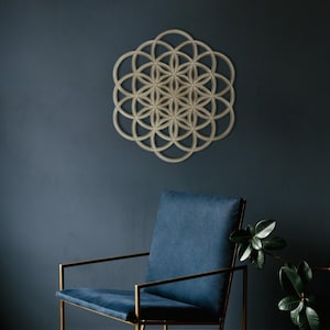 Flower of Life Sacred Geometry Wall Deco, Above Bed Mandala, Spiritual Yoga Gift For Her, Zen Interior Design, Housewarming Meditation Gift