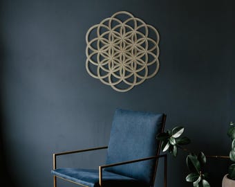 Decoración de pared con geometría sagrada de la Flor de la Vida, mandala sobre la cama, regalo de yoga espiritual para ella, diseño de interiores zen, regalo de meditación para inauguración de la casa