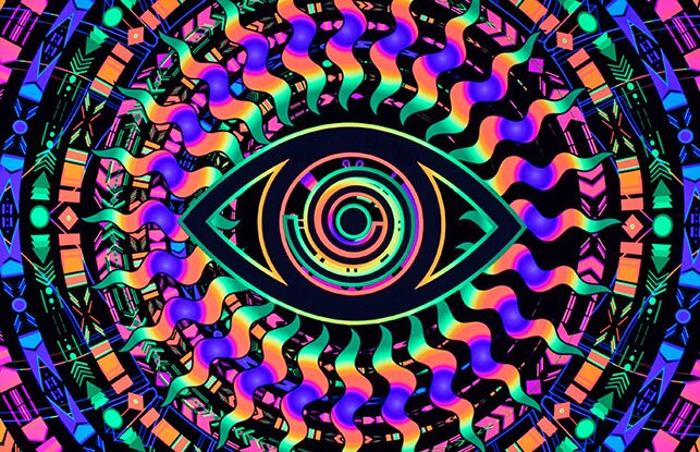 Trippy UV Mandala DMT Tapestry Wall Hanging Visionary Spiritual