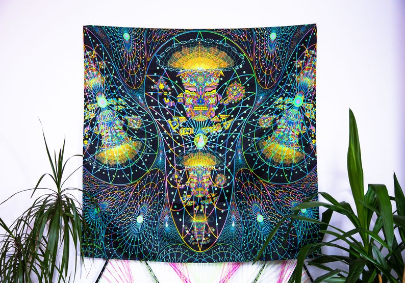 Mushroom Tapestry UV Wall Art Blacklight Art Neon Tapestry ...