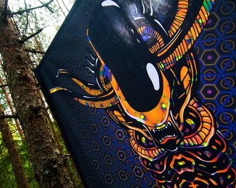 Brrnoo Arazzo Con Teschio Reattivo Ai Raggi UV, 150x130 Cm. Colori Vivaci Al Buio E Con Luce Nera, In Poliestere Leggero. Decorazione Misteriosa.