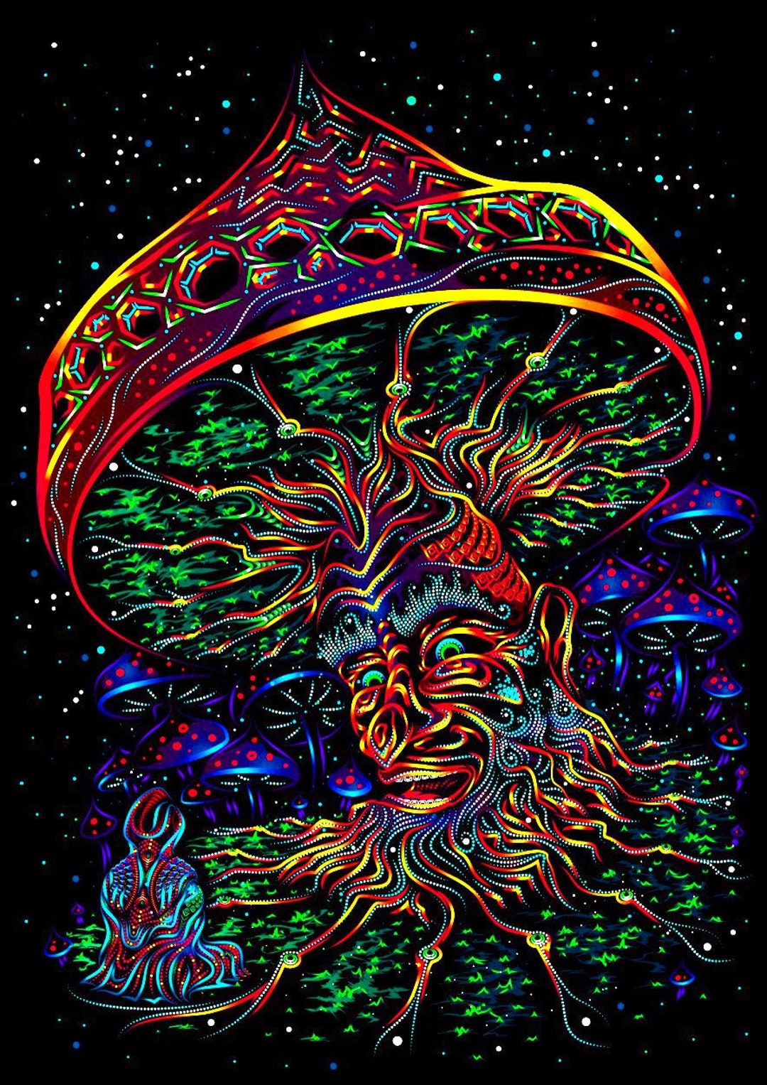 Tapisserie UV Psychédélique - Toile De Fond Lumineuse - Art Fluo - Andrei Verner