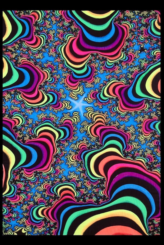 Psytrance Backdrop Spiritual Tapestry Blacklight Fractal Trippy