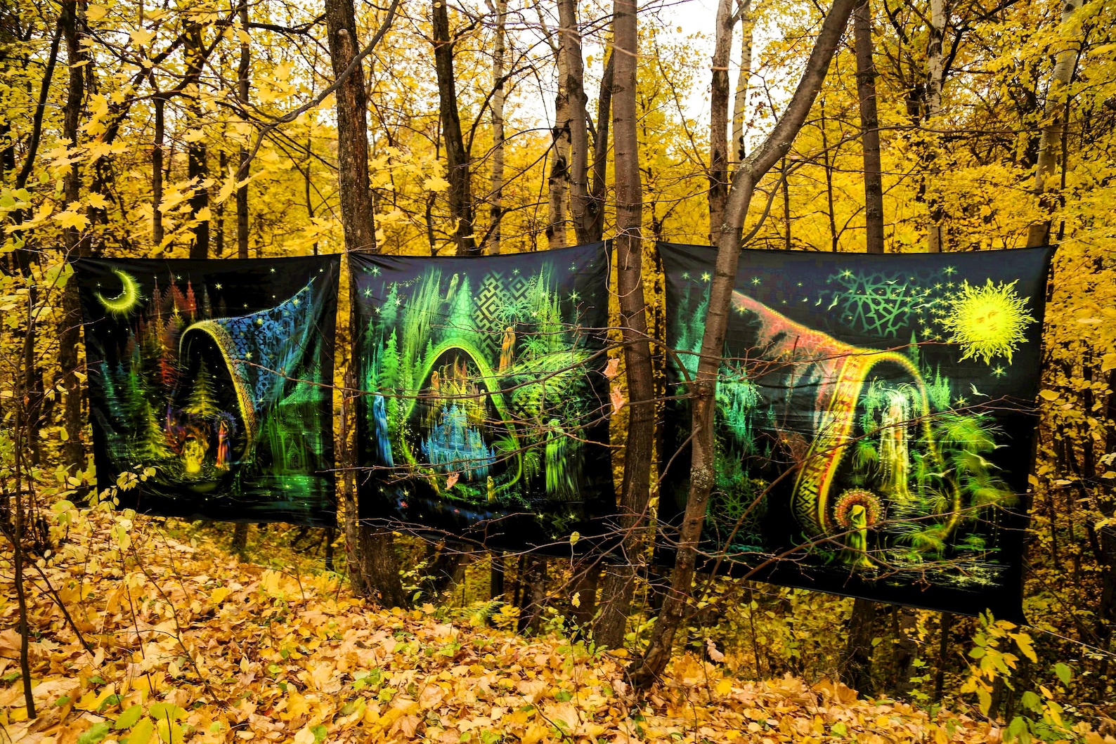 Psychedelic UV Blacklight Tapestry Wall Hanging Spiritual Etsy