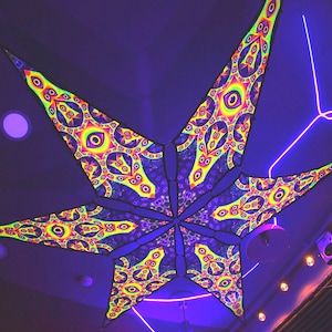 Blacklight Active Canopy, Psychedelic Psytrance Deco, Lycra Blacklight Decoration, Spandex Lycra Psytrance Decor, Party Deco,  Trippy Art