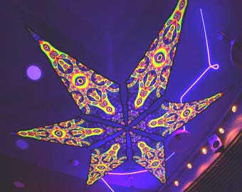 Toldo activo de luz negra, decoración psicodélica de psytrance, decoración de lycra con luz negra, decoración de psytrance de licra y spandex, decoración para fiestas, arte psicodélico