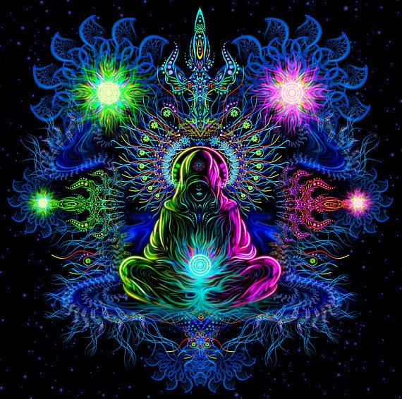 Yoga Deco Meditation Tapestry Art Spiritual Painting Wall Etsy