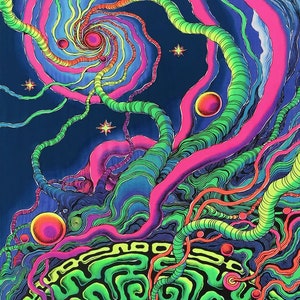 Psychedelic Tapestry Psytrance Backdrop UV Reactive Wall Hanging Bohemian Room Deco Bedroom Wall Art Festival Blacklight Active