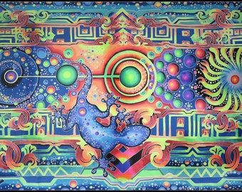 UV Backdrop Blacklight Artwork Trippy Wall Hanging Hippie Tapestry Psychedelic Poster Acid Painting Visionary Art Bedroom Decor