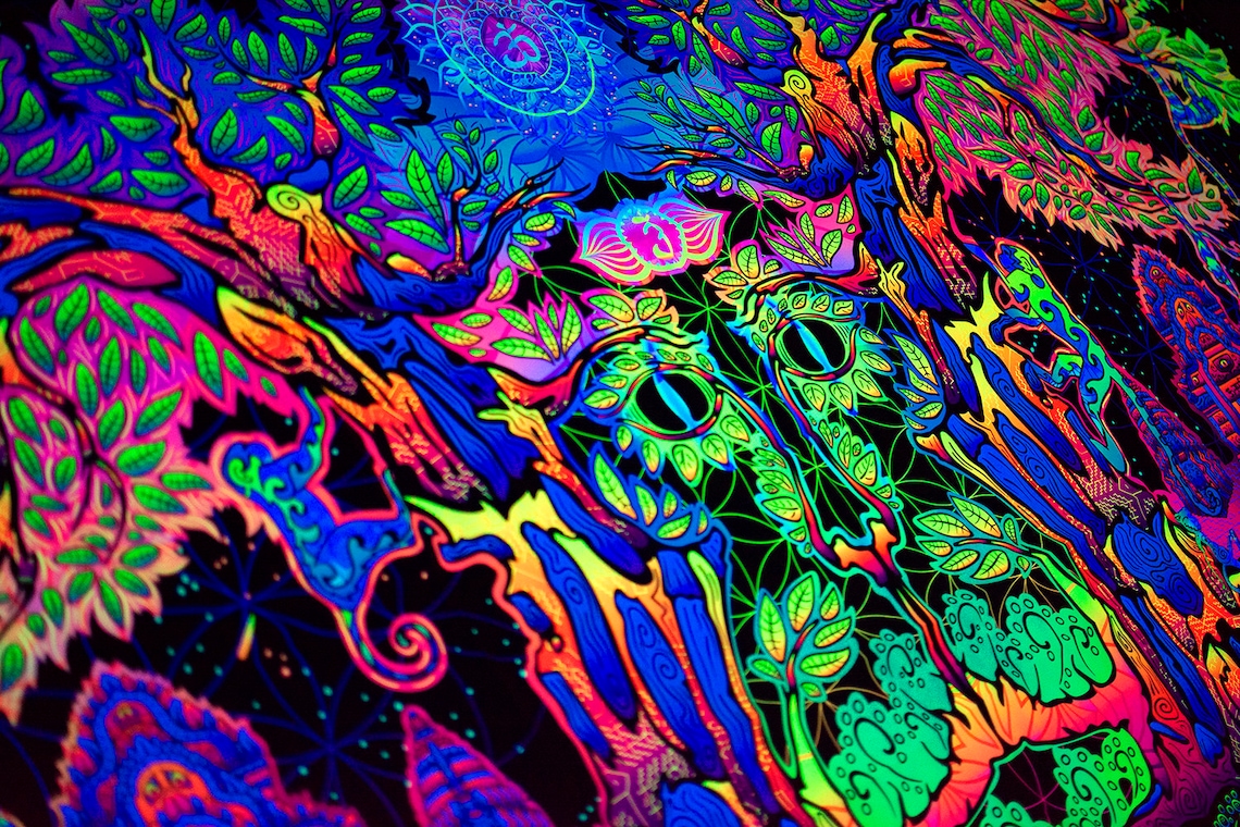 Trippy Blacklight Wall Art UV Active Sacred Backdrop Bohemian Etsy
