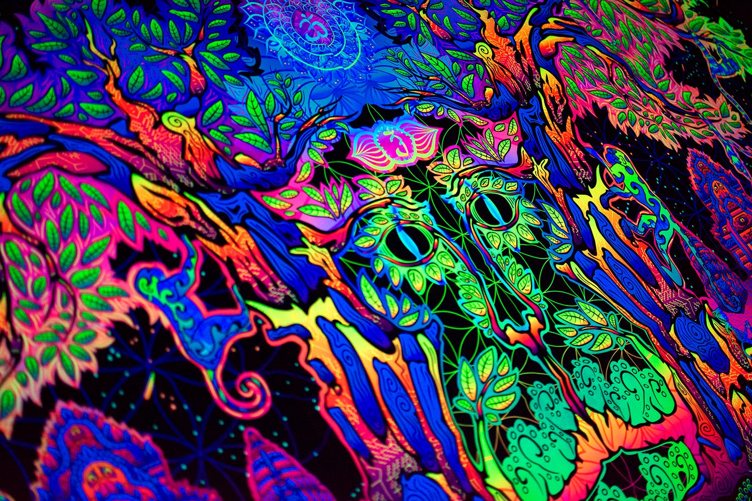 Trippy Blacklight Wall Art UV Active Sacred Backdrop Bohemian Etsy UK