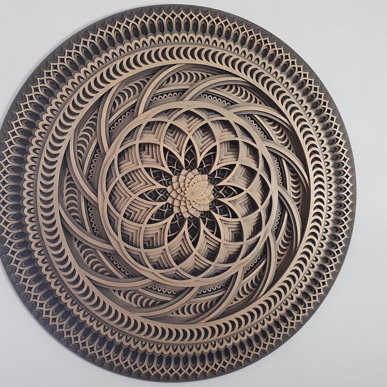 Arte mural de madera con geometría sagrada, decoración de pared de yoga, mandala de madera, decoración de pared bohemia, arte mural espiritual, decoración de sala de meditación, decoración de yoga para el hogar. imagen 8