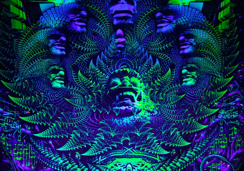Trippy Painting UV Wall Art Blacklight Art Neon Tapestry Etsy