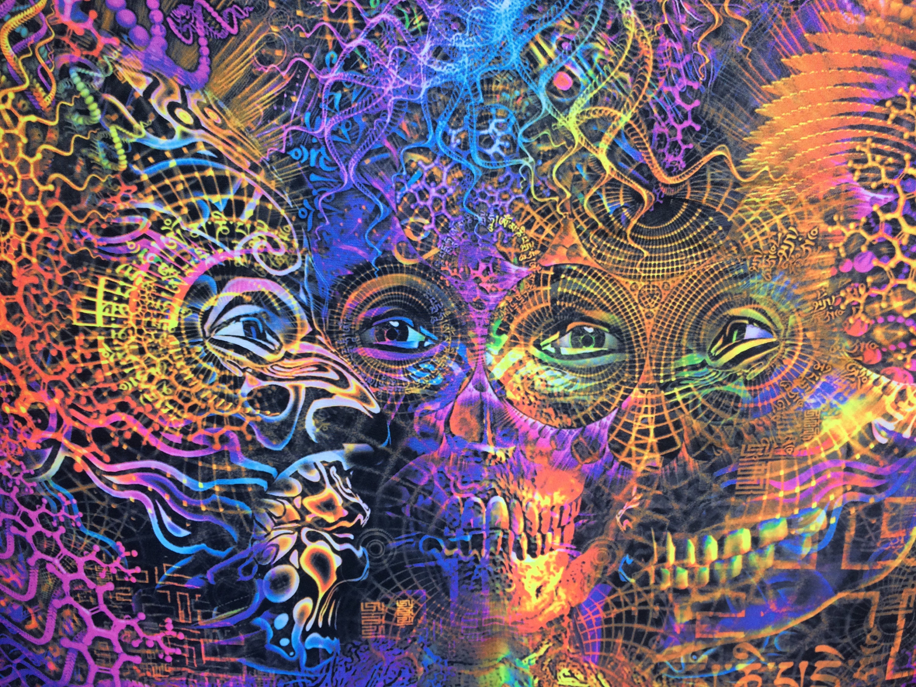 Trippy Psychedelic Spiritual Tapestry, Visionary Art Home Deco