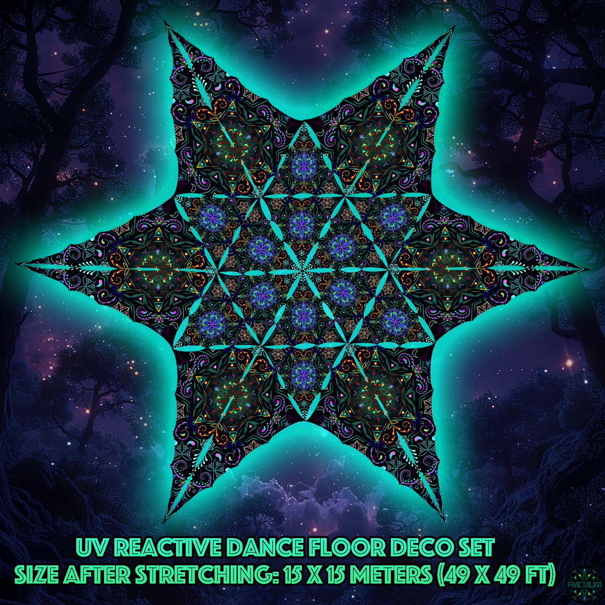 Trippy Festival Black Light Canopy, DJ Booth Deco, Fluorescent