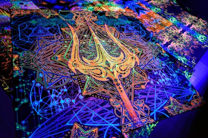 Wall Decor UV Trippy Tapestry Wall Hanging Visionary Spiritual Etsy