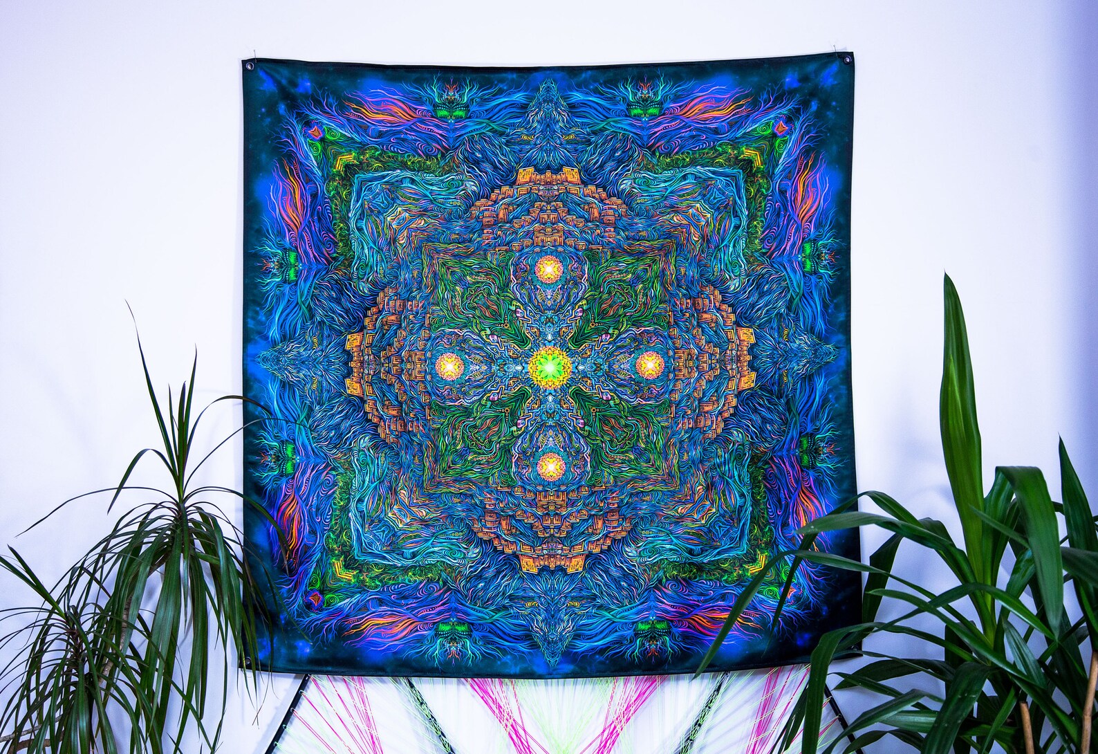 Psychedelic Tapestry UV Mandala Blacklight Esoteric Spiritual Trippy ...