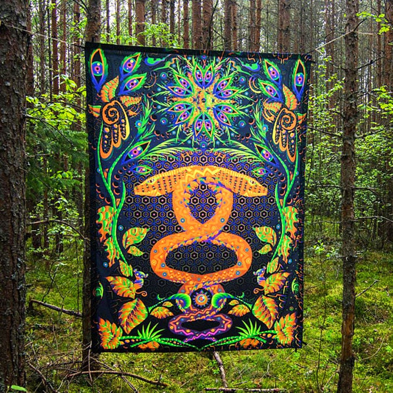 Fluorescent Psychedelic Tapestry Art Trippy Wall Art Visionary Tapestry ...