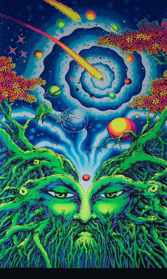 Psychedelische Achtergrond Mushroom Tapestry Trippy Wall Art UV
