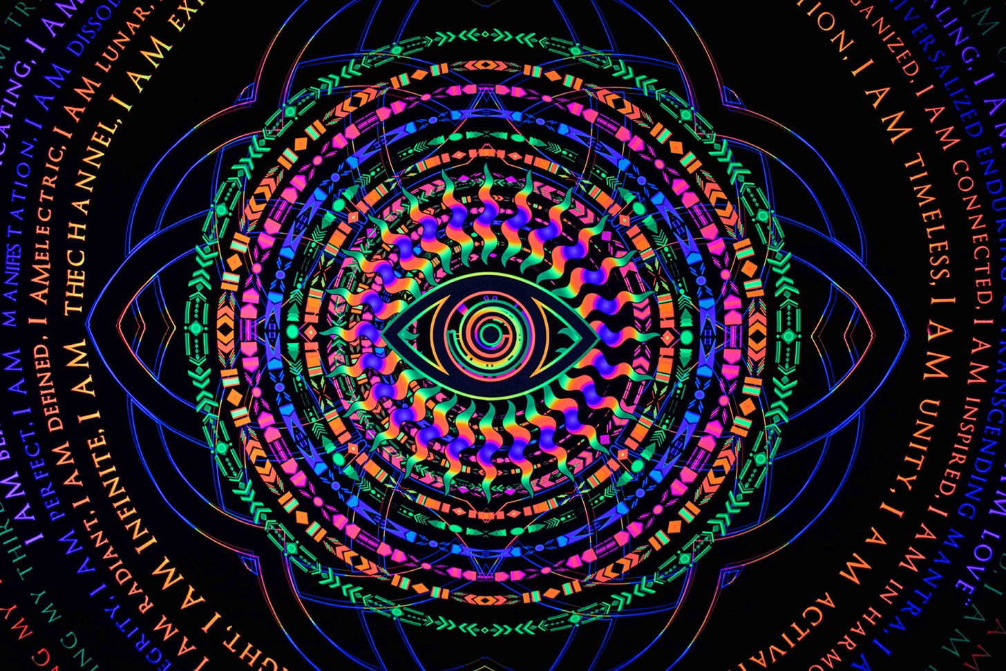 Trippy UV Mandala DMT Tapestry Wall Hanging Visionary Spiritual