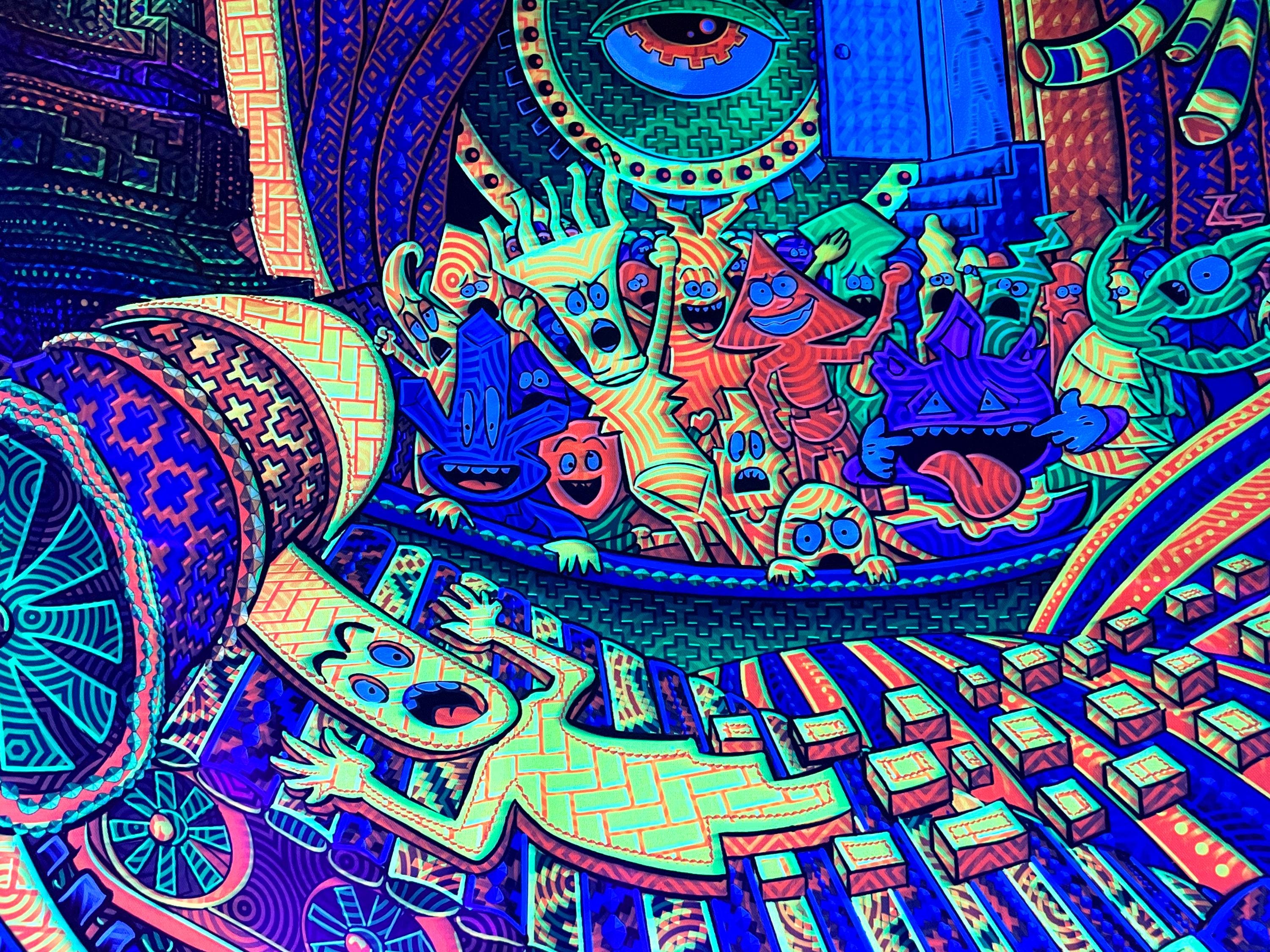Psychedelic UV Blacklight Tapestry Salvia Droid Wall Hanging