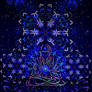 Ultraviolet Trippy Blacklight Tapestry, Psychedelic Art UV Fluorescent Neon Print, Fluorescent Trippy Backdrop, Meditation Sacred Decoration