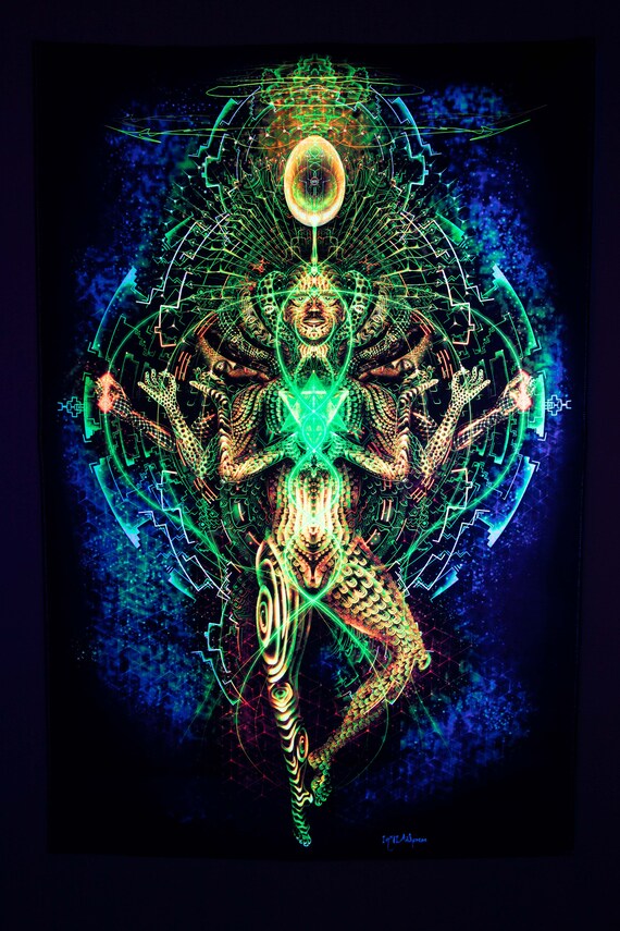UV Backdrop Psytrance Festival Psydeco, Psytrance Hippie Wall