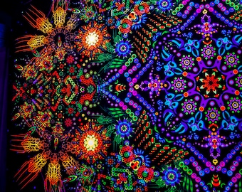 サイケデリックなタペストリー：蛍光フラクタルUVブラックライトアート