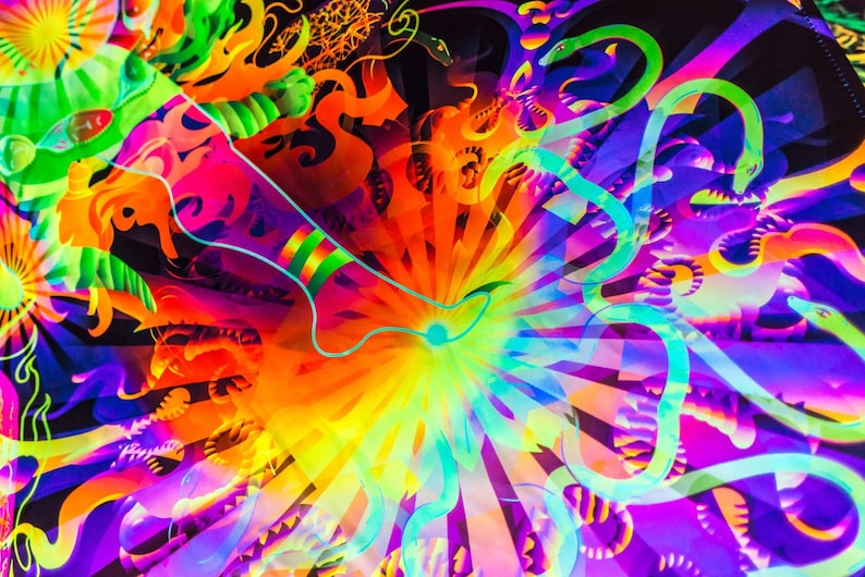 Trippy Wall Art Tapestry Psychedelic Backdrop Neon Blacklight Etsy