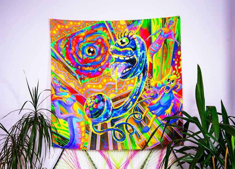 Trippy Painting UV Wall Art Blacklight Art Neon Tapestry Etsy