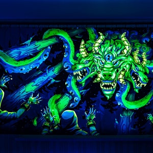Psychedelic Backdrop, Trippy UV Tapestry, UV Reactive Wall Hanging, Psytrance Deco, UV Deco, Neon Art, Neon Canvas, Hippie Wall Art