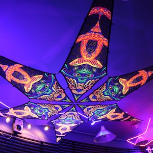 Trippy Psytrance Deco Psychedelic, Canopy UV, Lycra Blacklight Decoration, Hippie  Decor, Party Deco, Neon Art, Trippy Art