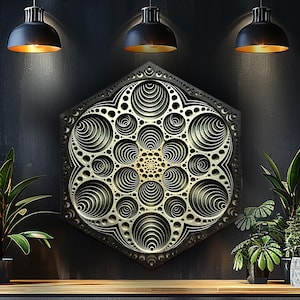 Arte de pared hexagonal de geometría sagrada, decoración de yoga para el hogar, mandala de madera, tapiz espiritual, sala de meditación, regalo espiritual para ella
