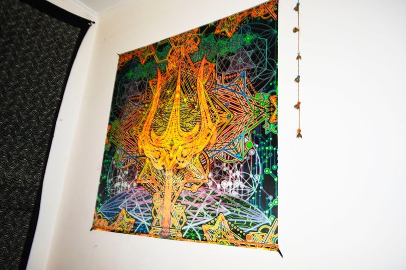 Wall Decor UV Trippy Tapestry Wall Hanging Visionary Spiritual Etsy
