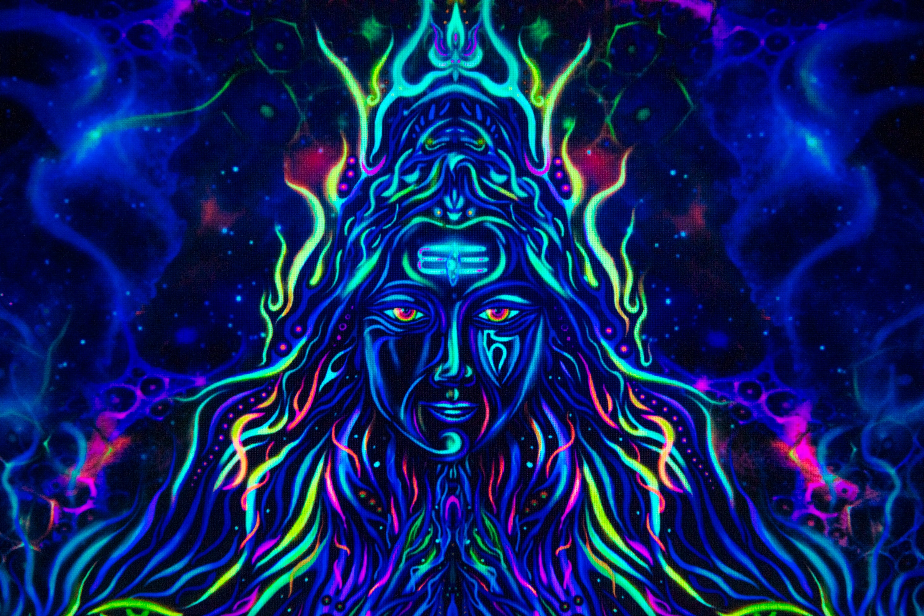 Fluorescent Backdrop Shiva UV Tapestry Nature Backdrop Yoga | Etsy
