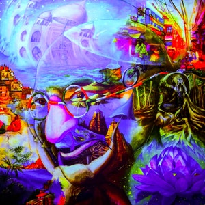 Mushroom Tapestry, UV Wall Art, Blacklight Art, Neon Tapestry, Festival Tapestry, Trippy Wall Art, Spiritual Art