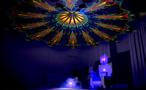 UV-Neonlicht-Hintergrundstoff – Leuchtet Im Schwarzlicht, Spandex Mit Blumenmuster, Ca. 1,5x1,5m, Für Partys & Events