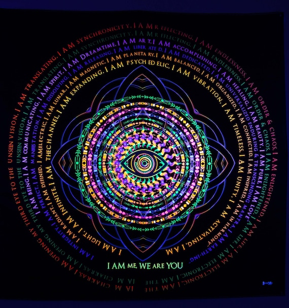 Trippy UV Mandala DMT Tapestry Wall Hanging Visionary Spiritual